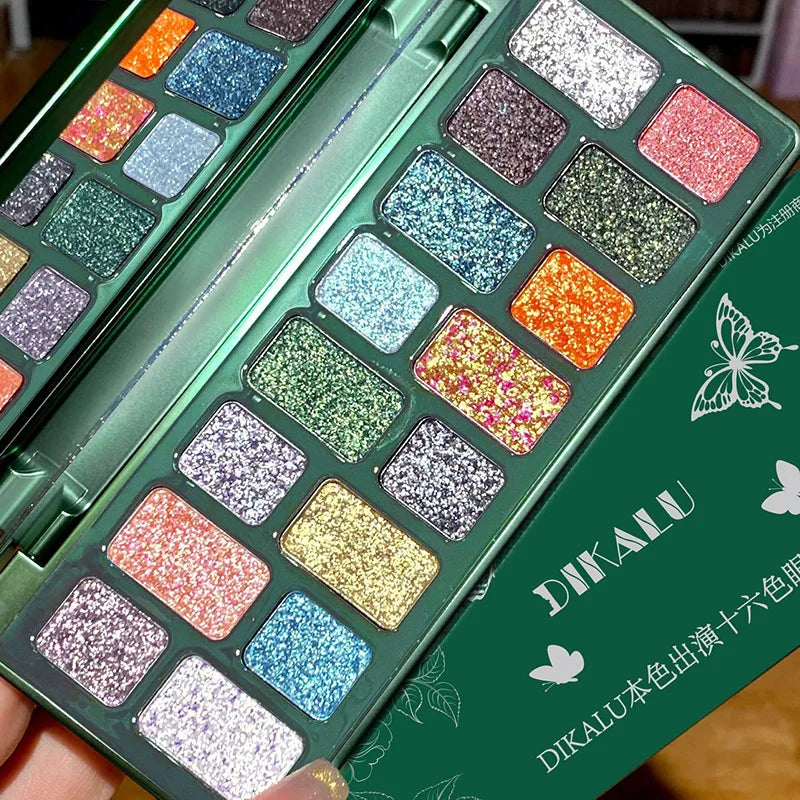 16 Color Waterproof Glitter Eyeshadow Palette - Sparkling Diamond Finish