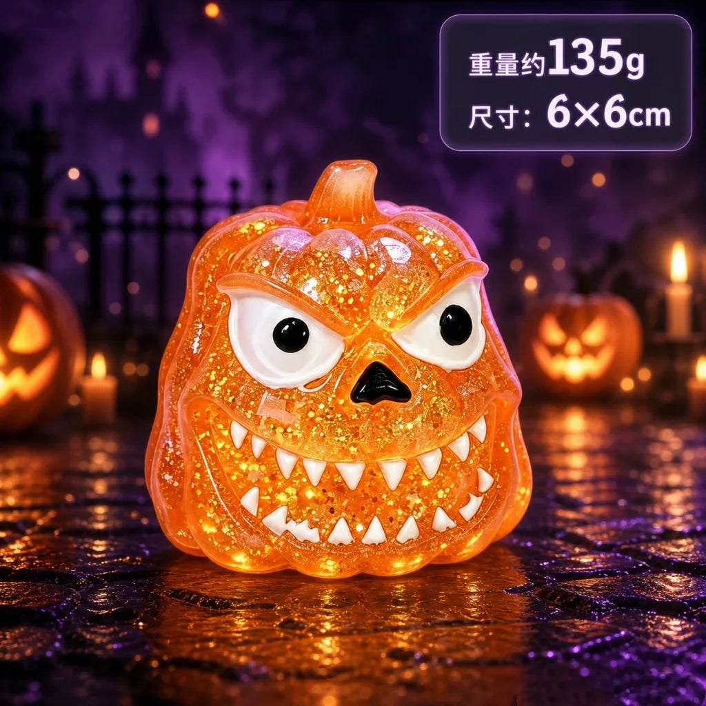 Halloween Pumpkin Stress Ball Squishy Toy Fidget Stress Relief Toy — Soft Elastic Slow Rebound