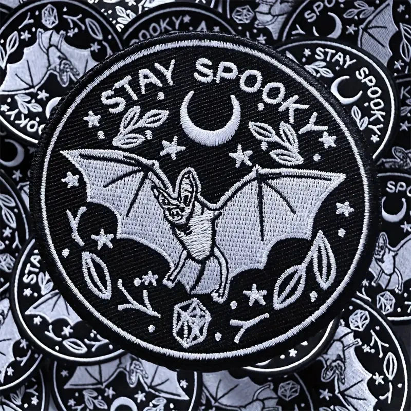 Halloween Embroidered Patch - Spooky Bat Iron-On Badge for Clothes & Accessories