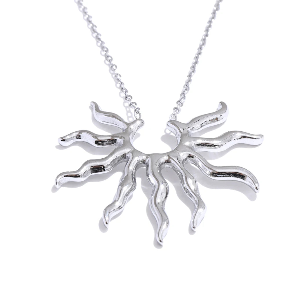 Trendy Sun Pendant Necklace Stainless Steel Jewelry Waterproof Gift