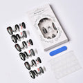 30PCS Halloween Spider Web False Nails French Tips Medium Almond for Women