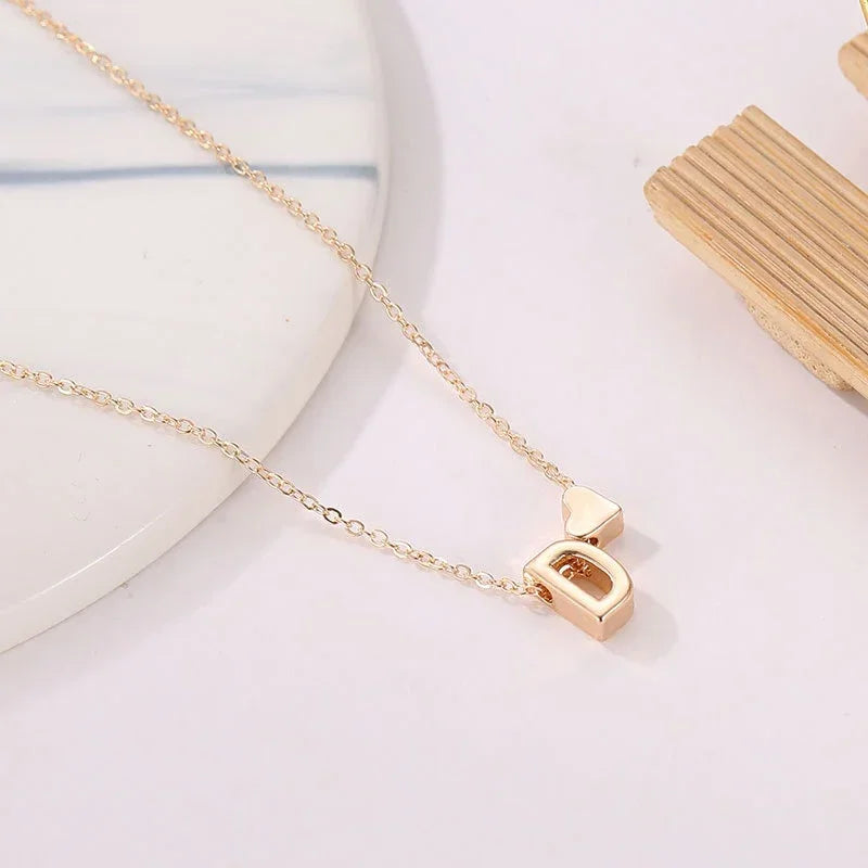 Initial Heart Pendant Necklace for Women - Dainty Gold Silver Jewelry Gift