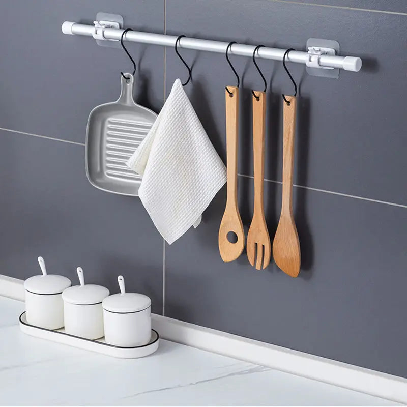 Self Adhesive Hooks for Shower Curtain Rods - Punch-Free Household Organizer