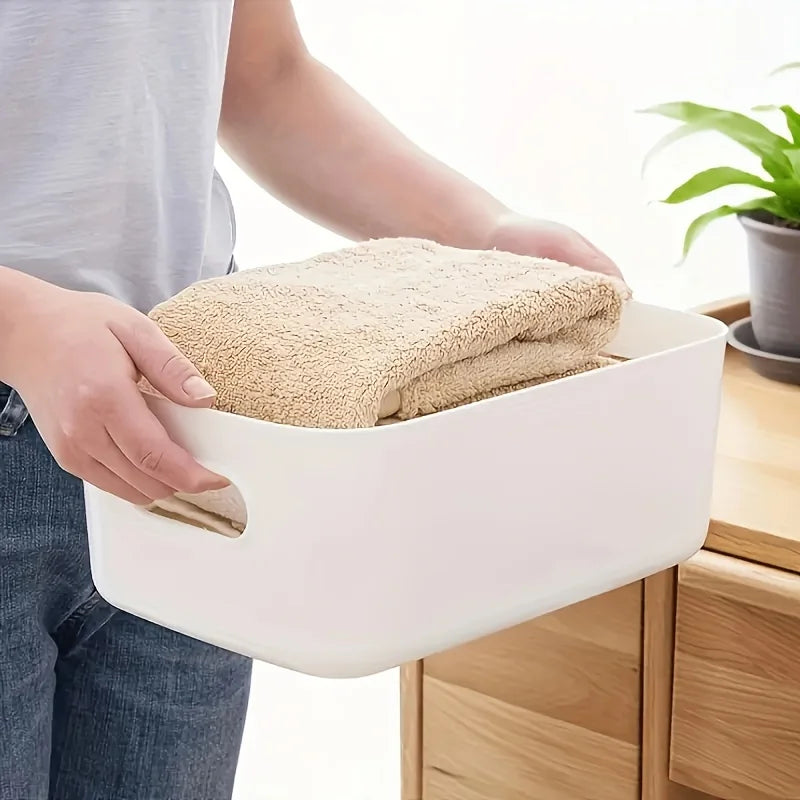 5PCS Stackable Storage Box Set - Rectangular Plastic Organizer Containers for Kitchen Bathroom Dorm