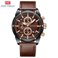 Mini Focus Business Quartz Watch for Men Waterproof Luminous Chronograph Leather Strap