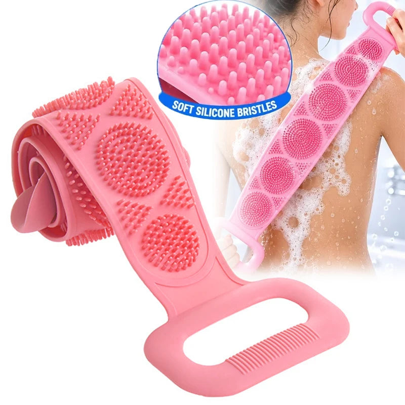 Silicone Back Massage & Exfoliating Bath Sponge - Shower Body Scrubber