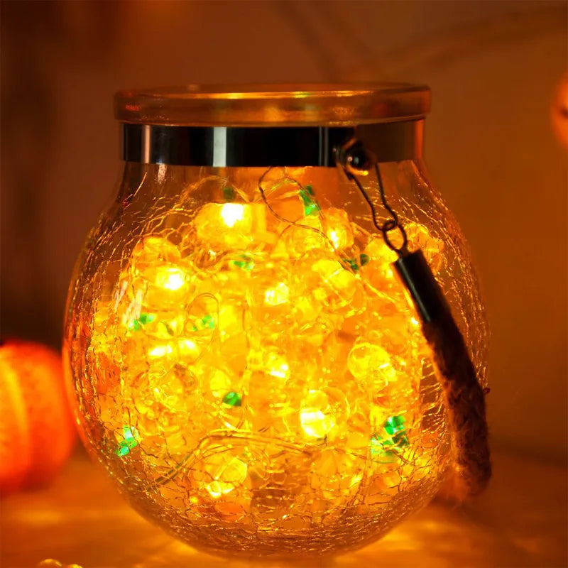 Halloween Pumpkin Eyeballs LED String Lights - USB Portable Indoor Outdoor Decor