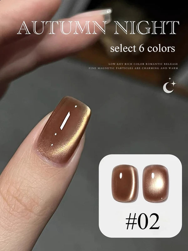 Nail Art Beads Set for Gel Nails - Autumn Night Cat Eye Embellishments, Glass Beads