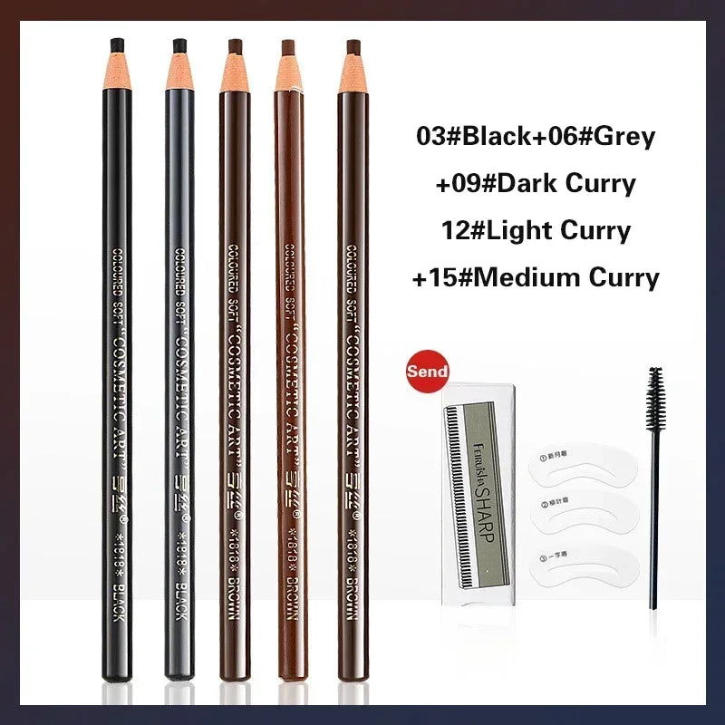 5-Piece Microblading Eyebrow Pencil Set Waterproof Permanent Makeup Tools