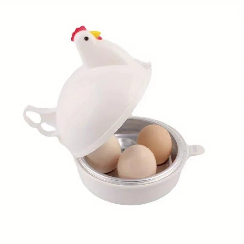 Chicken Shaped Egg Boiler Steamer for 4 Eggs Microwave Cooking Kitchen Gadget