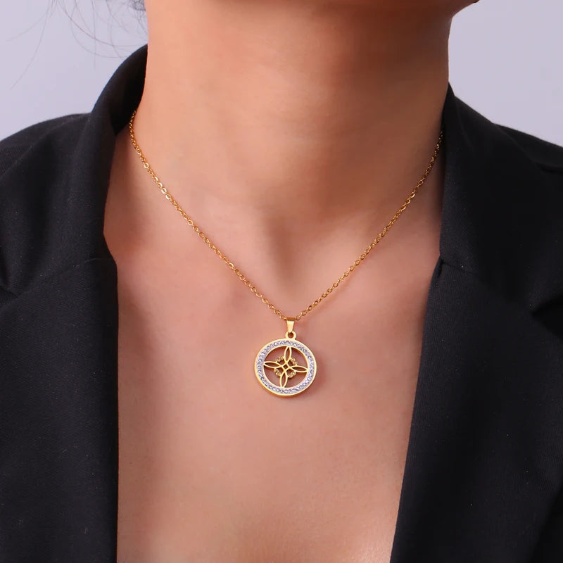 Ladies' Celtic Witch Knot Pendant Necklace Stainless Steel Talisman Jewelry
