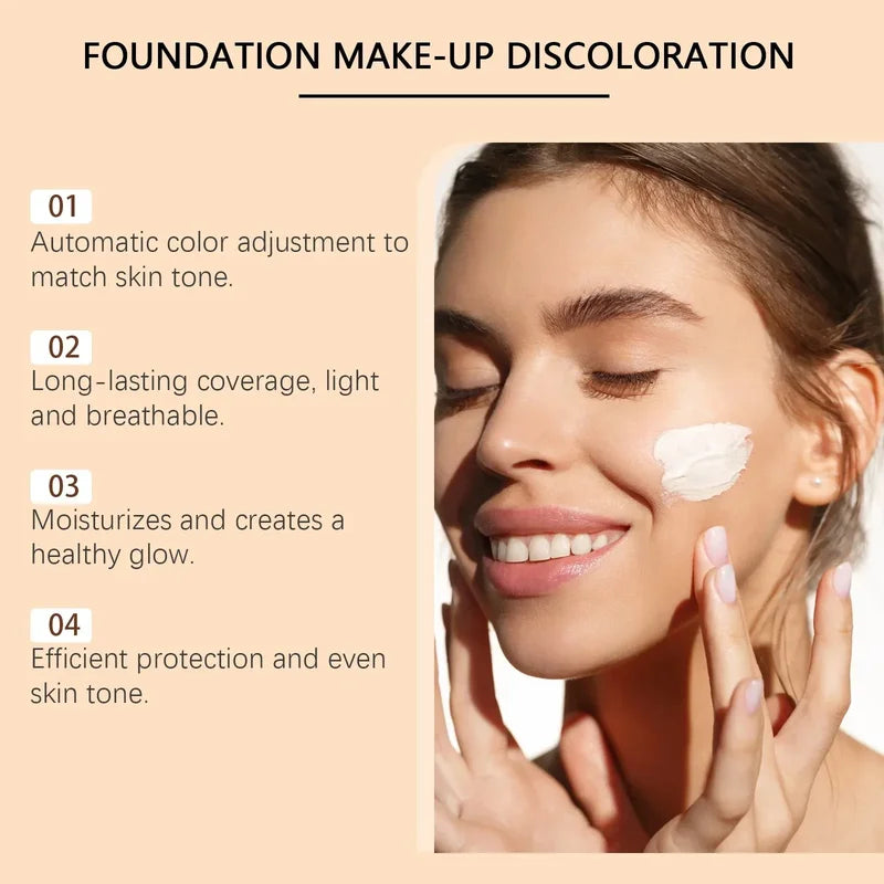 Color Changing Foundation and Concealer with Long-Lasting Oil Control SPF Moisturizer