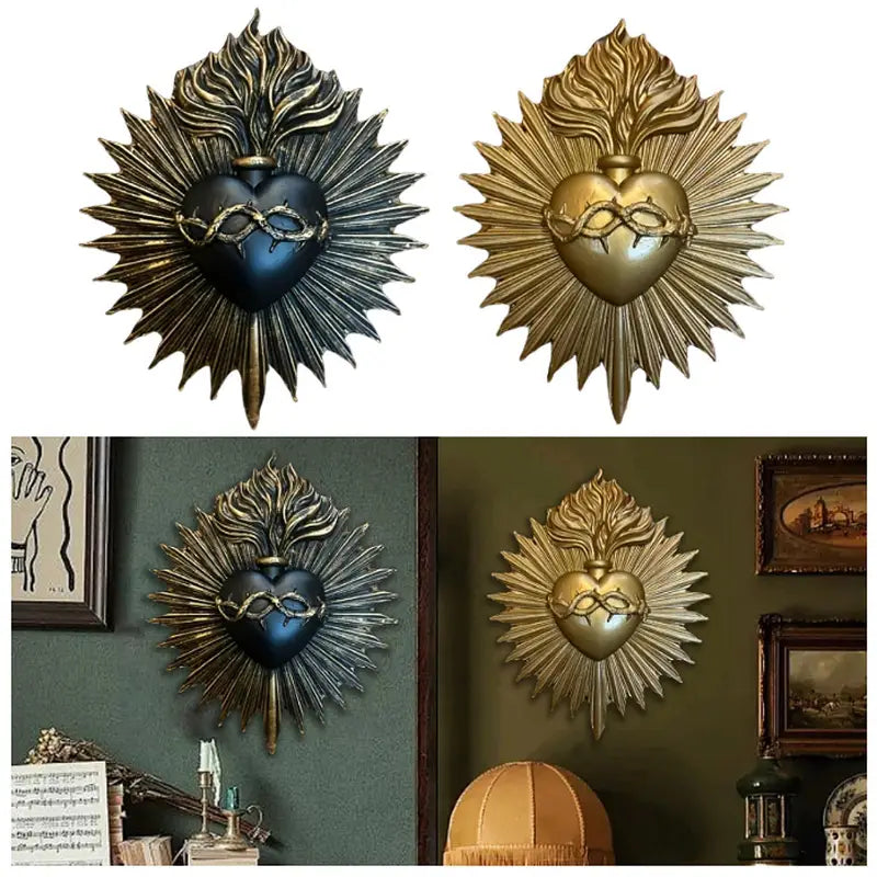 Gothic Wall Plaque Art Sculpture for Home & Hotel Decor - Black & Gold Variants
