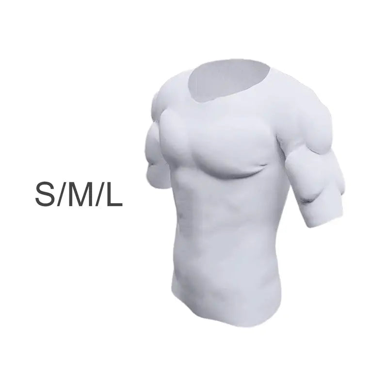 Fake Muscle T Shirt Men Bodybuilder Simulation Padded Shoulders for Indoor Outdoor