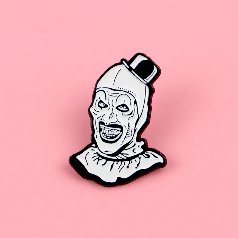 Art Clown Enamel Pin Horror Movie Brooch for Halloween Punk Fans Jewelry & Clothing Accessory