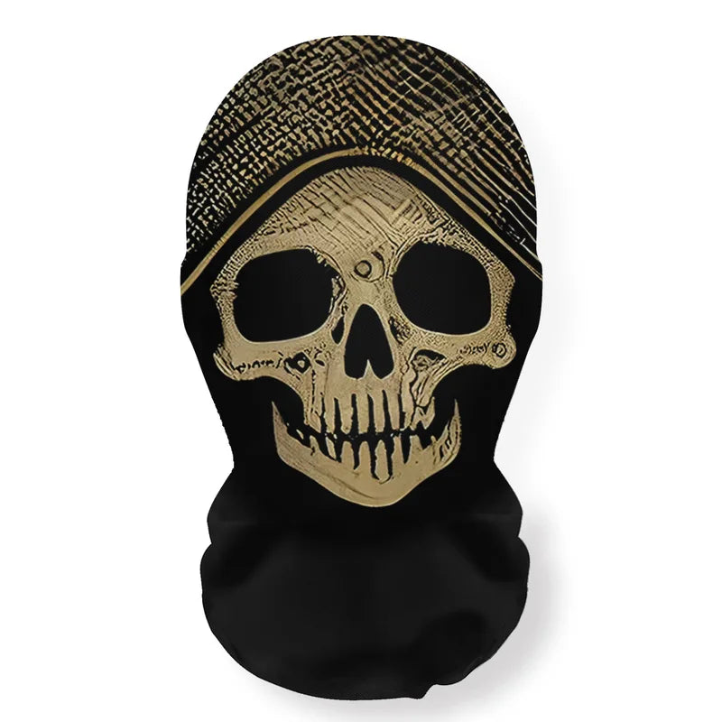 Halloween Skeleton Mask Elastic Mesh Hood Scary Party Cosplay Prop Breathable Face Cover