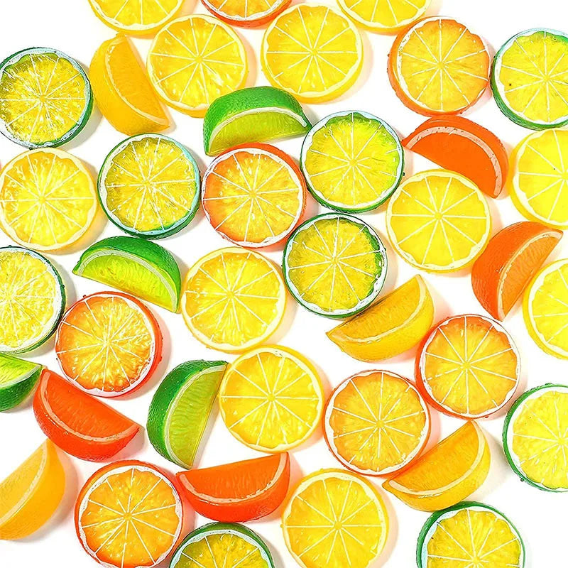 5pcs Artificial Fruit Decorations for Party & Holiday Home Decor - Lemon & Orange Props