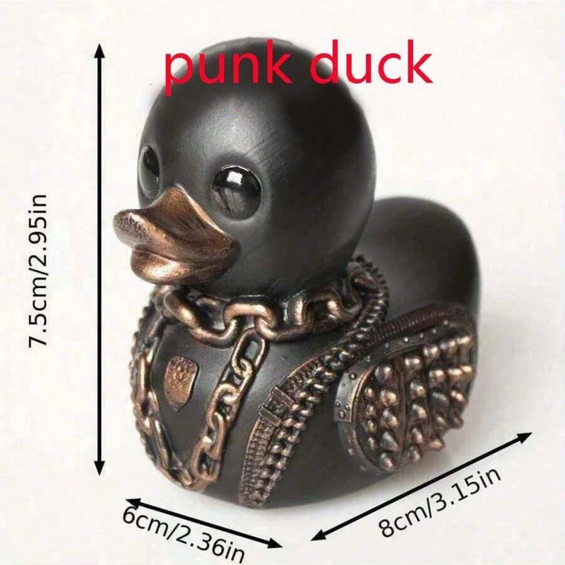 Gothic Punk Rock Duck Resin Statue Halloween Decor Animal Sculpture Home Ornament