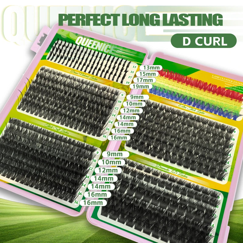Colorful Eyelash Extension Clusters - Spiky Volume Lash Sets, 60D-150D Mix