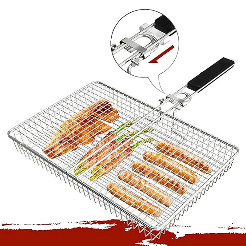 Stainless Steel Grill Basket for Outdoor Barbecue & Campfire Cooking