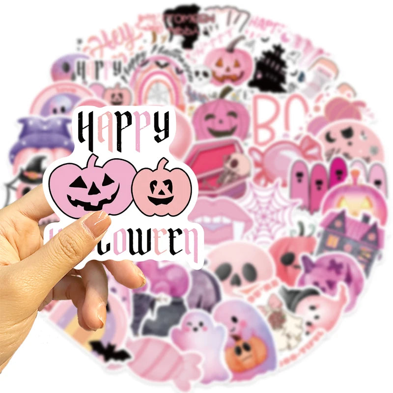 50PCS Waterproof Kawaii Halloween Ghost Skull Pumpkin Stickers for Notebooks & Crafts