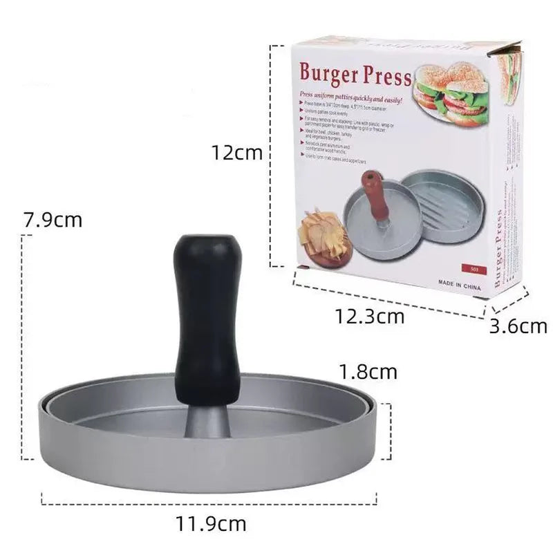 High-Quality Aluminum Burger Press for Perfectly Shaped Patties - Durable Kitchen & BBQ Tool