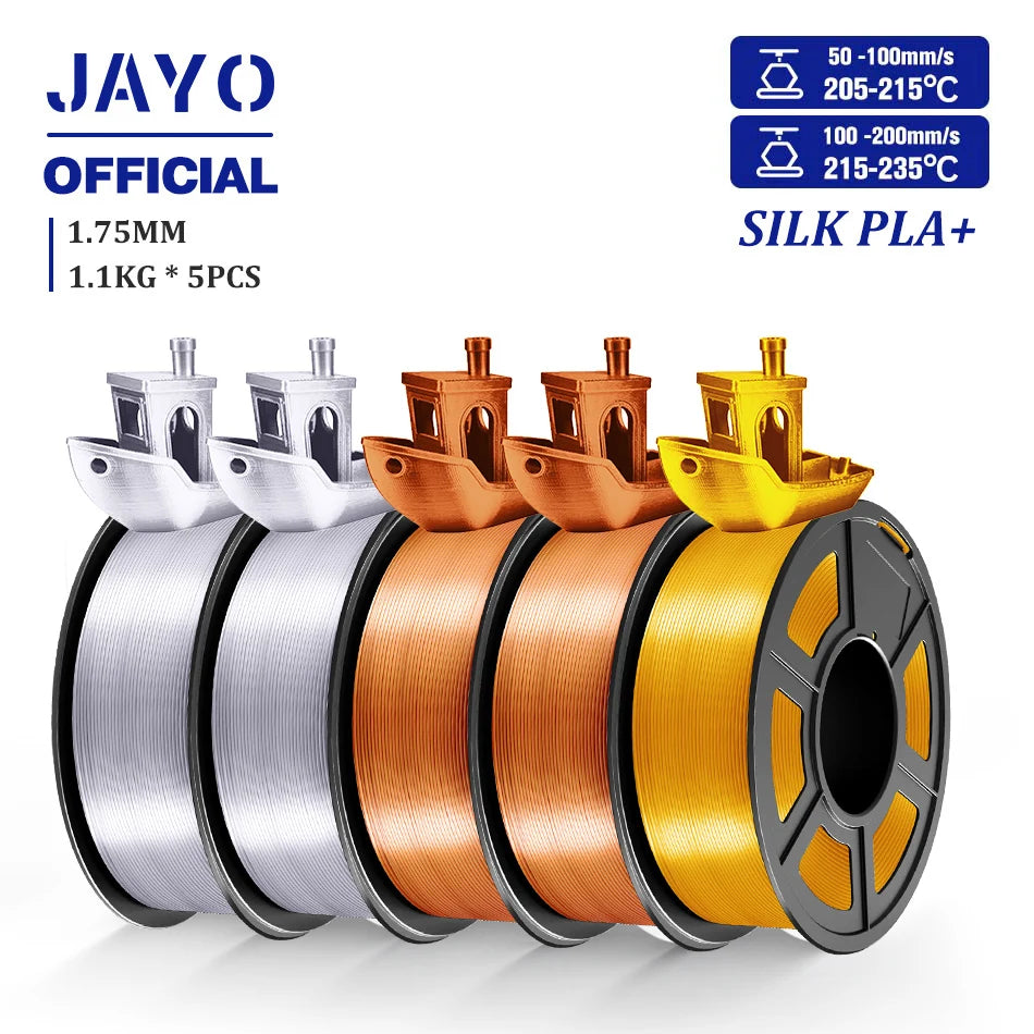 3D Printer Filament Set PLA PETG Silk Wood Marble 1.75mm 5 Rolls 1.1KG