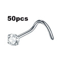 Stainless Steel Nose Piercing Jewelry Set 10/20/50 Pcs with CZ Crystals for Women