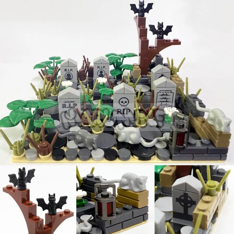 Halloween Building Blocks Set for Graveyard Scene - 99-265pcs Construction Decoration