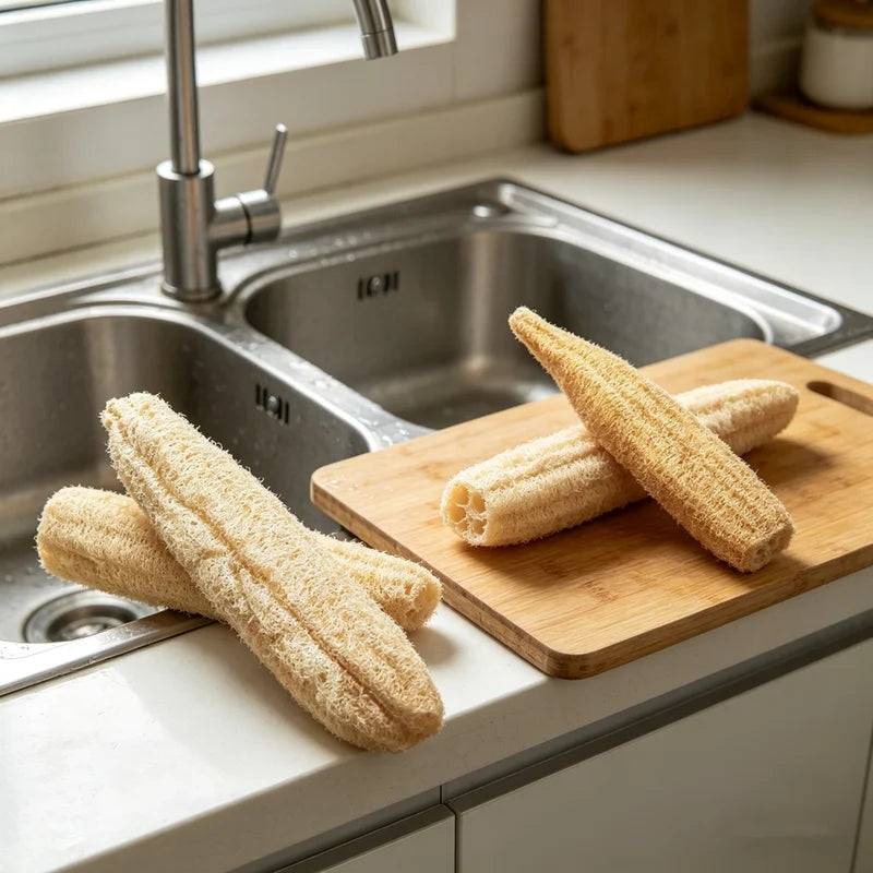 Natural Eco-Friendly Luffa Sponge Scrubber for Kitchen and Bath Cleaning & Exfoliation