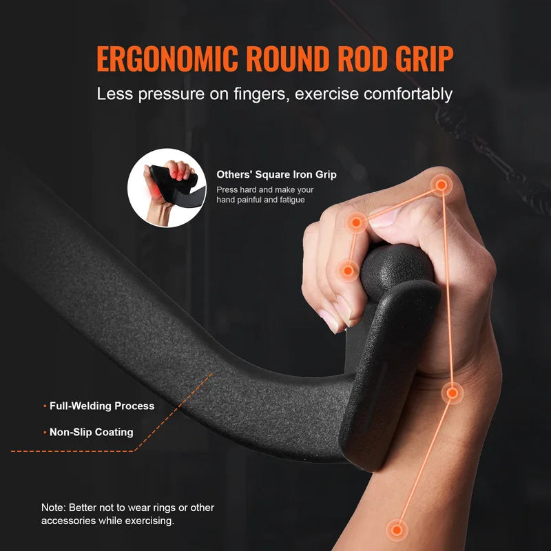 Heavy-Duty Lat Pulldown Cable Attachment with Rubber-Coated Handle for Strength Training