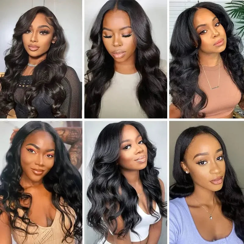 V Part Human Hair Wigs for Women - Body Wave, Natural Color, Beginner Friendly Clip-In Style