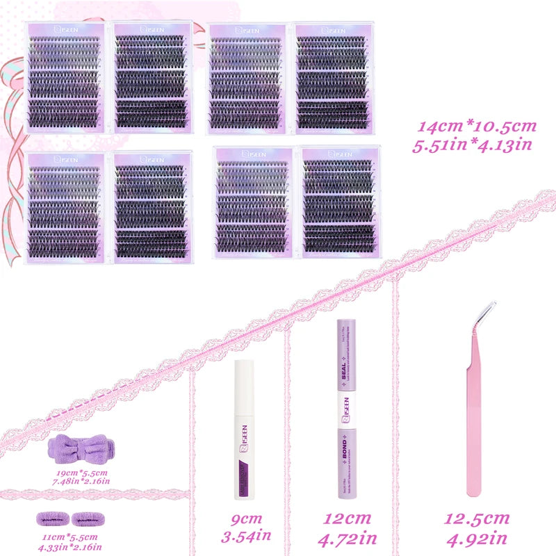 DIY Eyelash Extension Clusters Kit 8-16mm Natural Wispy False Lashes