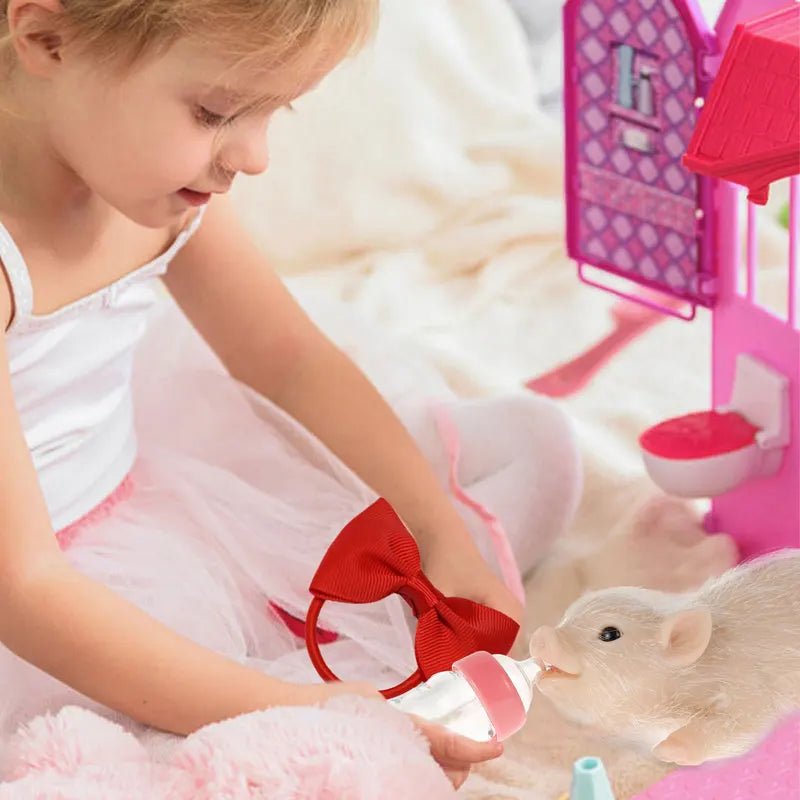 Mini Silicone Pig Doll Toy - Realistic Reborn Cute Piglet with Accessories