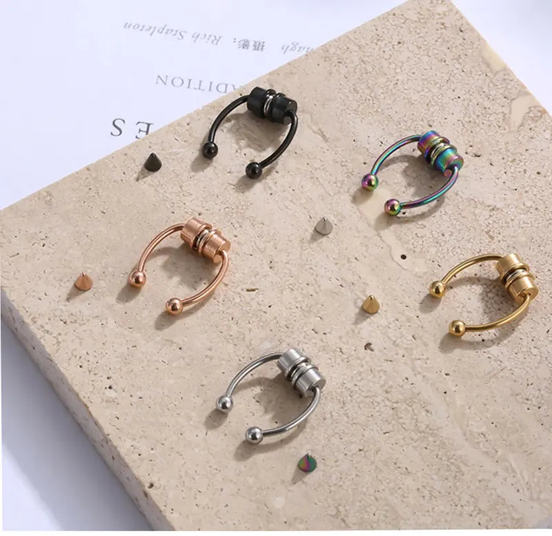 Women Fake Nose Ring Hoop Septum Piercing Body Jewelry - Stainless Steel Magnet