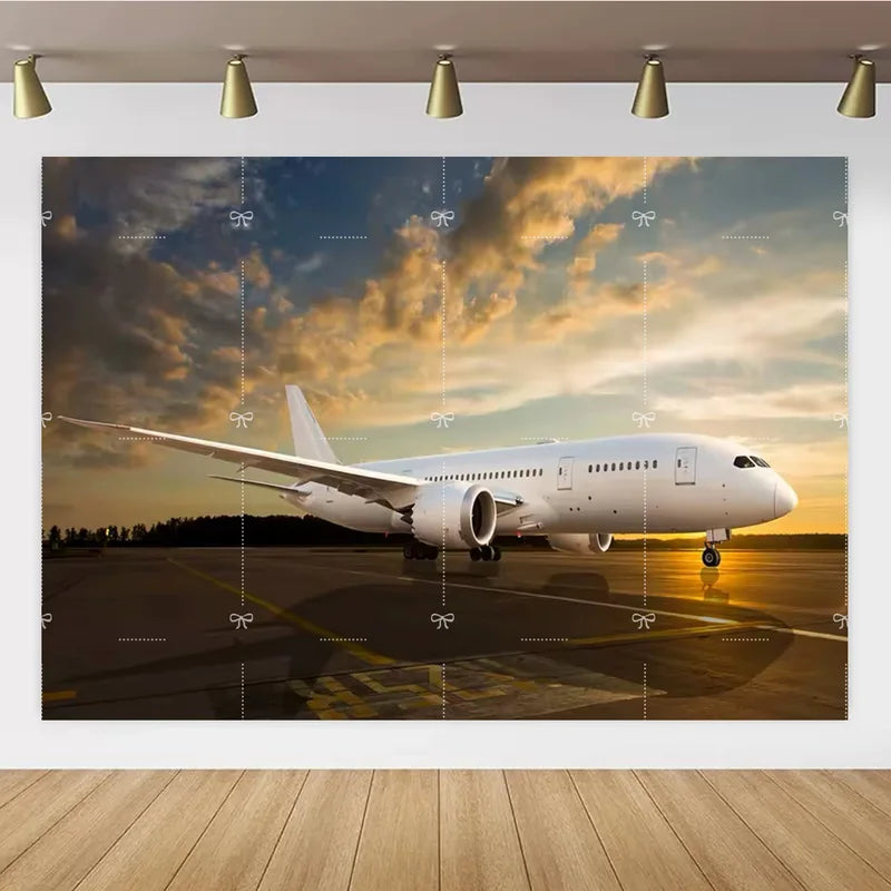 Airport Airplane Theme Party Background Banner for Kids Birthday Decoration
