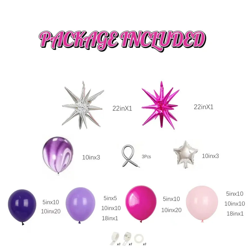 Hot Pink Purple Latex Balloons Garland Arch Kit - Indoor & Outdoor Party Decor