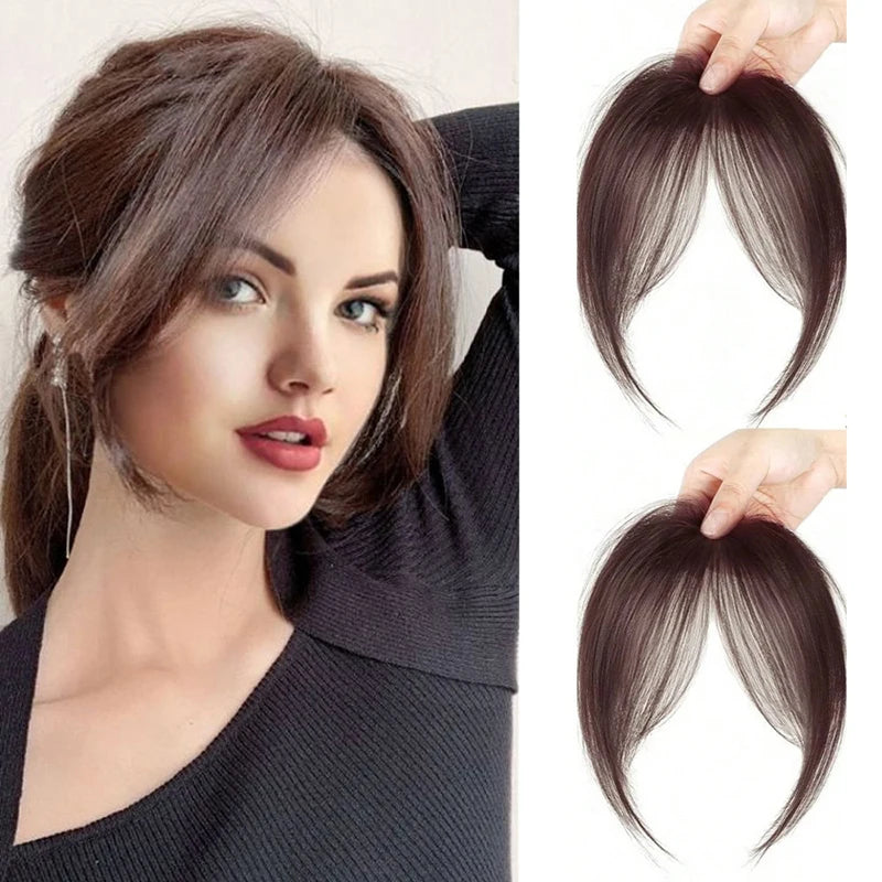 Synthetic Hair Piece with Clip-On Bangs for Women, Fluffy & Natural-Looking Styling Accessories