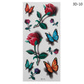 Temporary Tattoo Sticker Set for Women - Waterproof 3D Butterfly Rose Feather Body Art