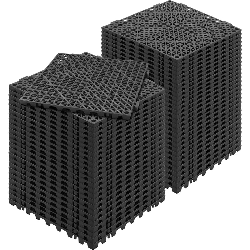 Interlocking PVC Drainage Floor Tiles 12x12 Inch Non-Slip Pool Bathroom Mat - Multiple Colors
