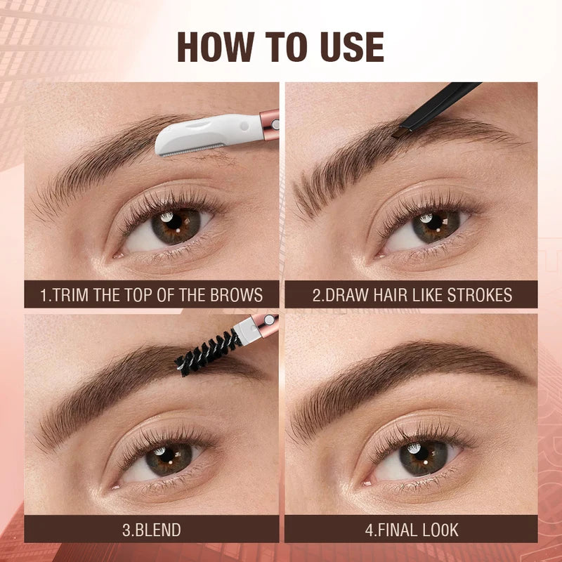 3-in-1 Waterproof Eyebrow Pencil with Trimmer & Spoolie - Precise Brow Definer