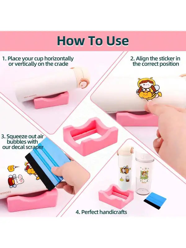 Silicone Tumbler Cup Cradle with Slot - Anti-Slip Vinyl Decal Holder for Crafts