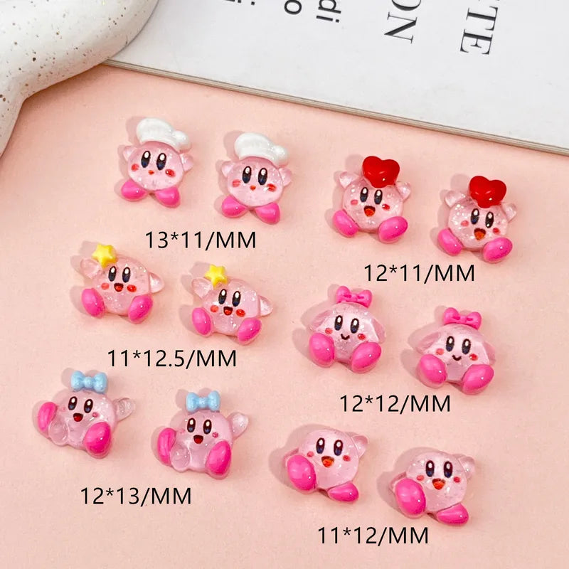 20Pcs Resin Mini Game Character Kirby Nail Charms Art Decor Craft Set