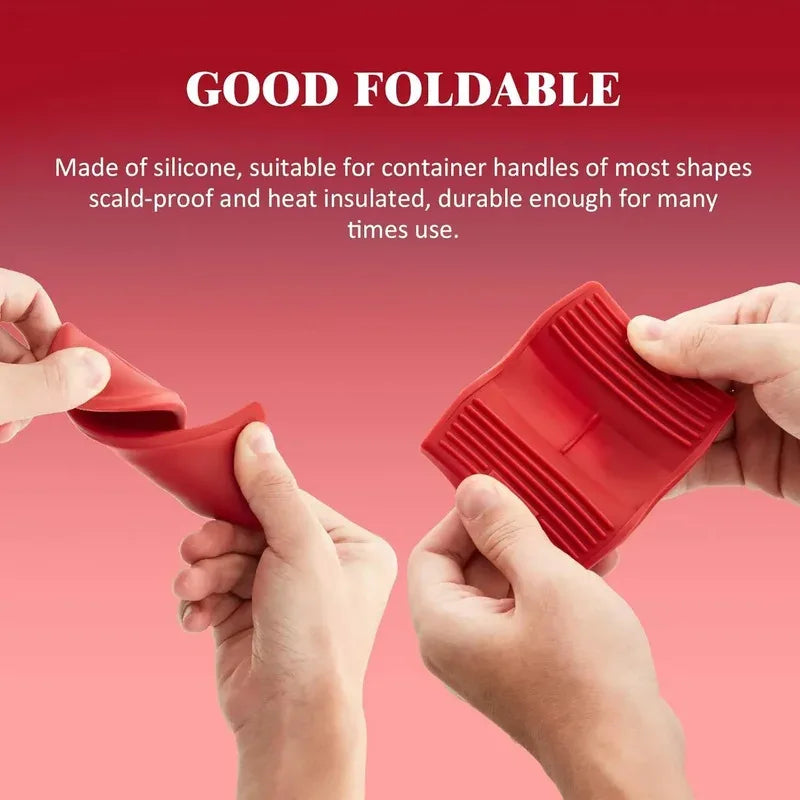 Silicone Pot Handle Grip Cover 2pcs Heat-Resistant Anti-Slip Sleeve for Pans