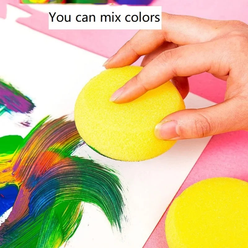 Multi-Pack Round Sponge Painting Brushes for Kids & Art Crafts - Watercolor & Craft Tools