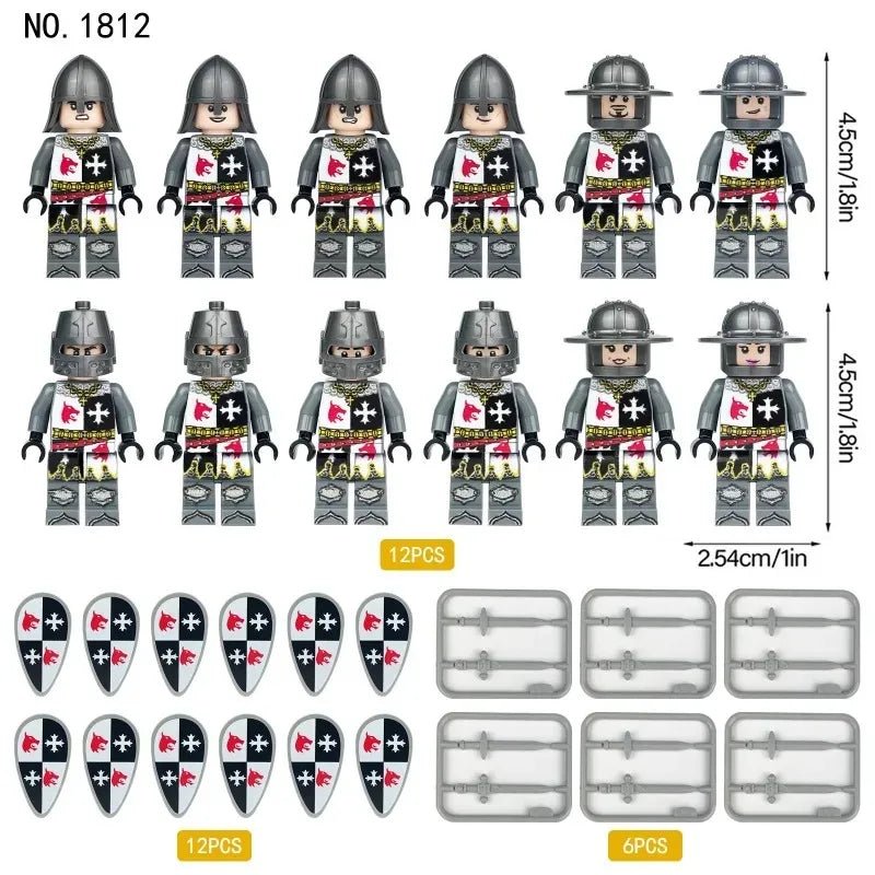 Medieval Corps Toy Figures & Shields - Humanoid Dolls for Kids, Birthday Gifts
