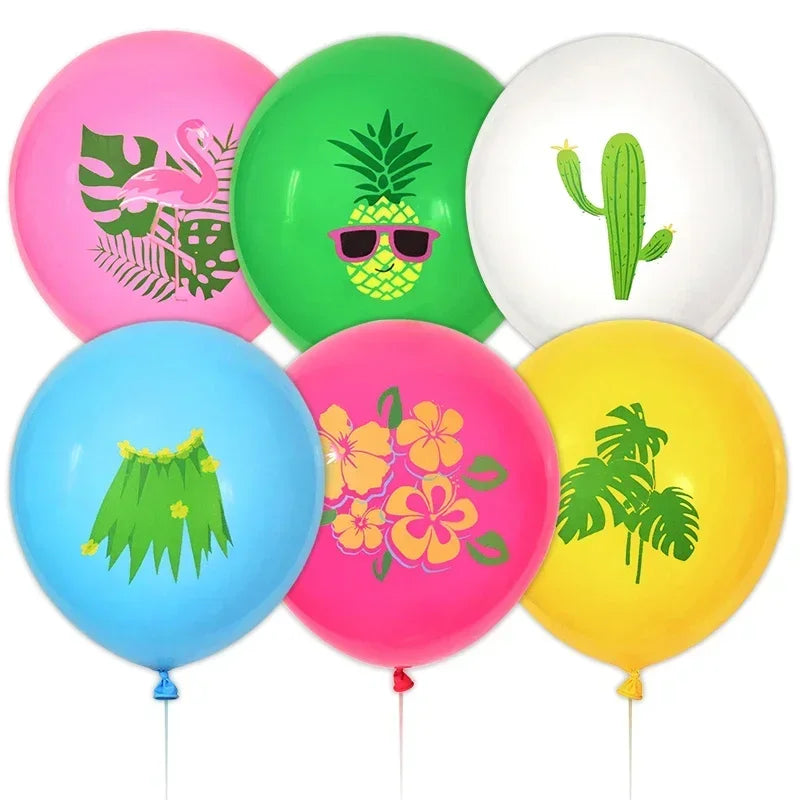 12-Inch Hawaiian Aloha Tropical Latex Balloons for Summer Beach Birthday Party
