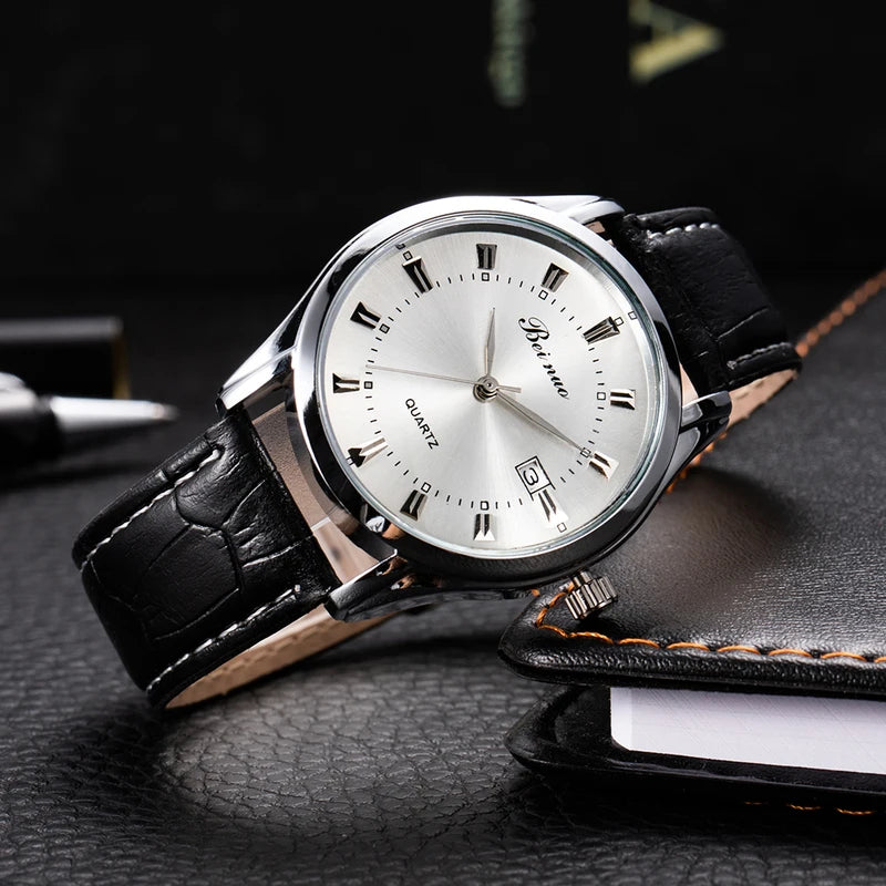 Men's Luxury Quartz Watch with Leather Band - Business & Fashion Accessory