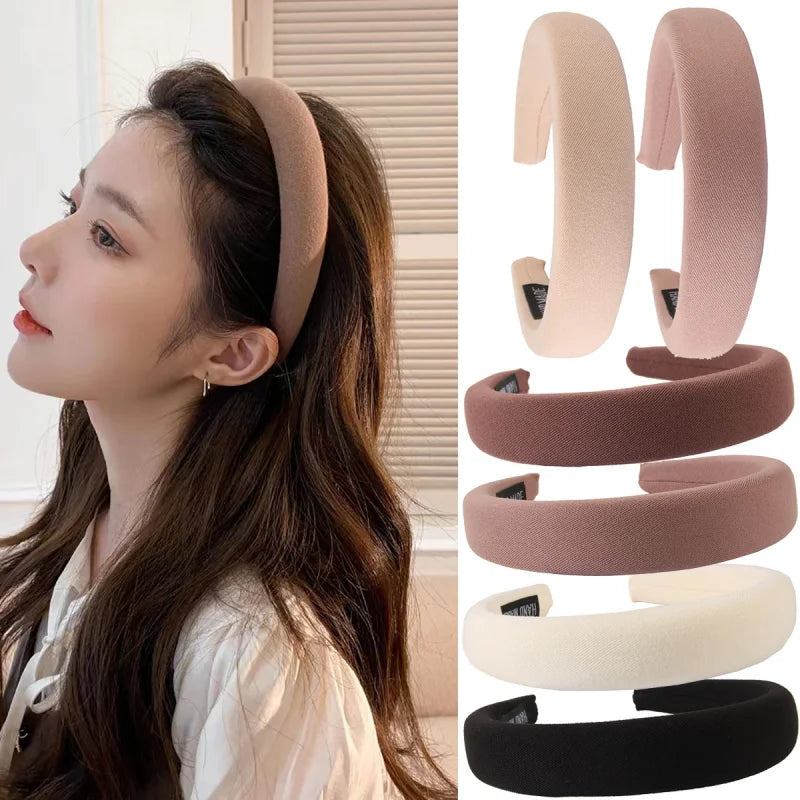 Solid Color Sponge Hair Band for Women and Girls - Fashion Hair Accessories