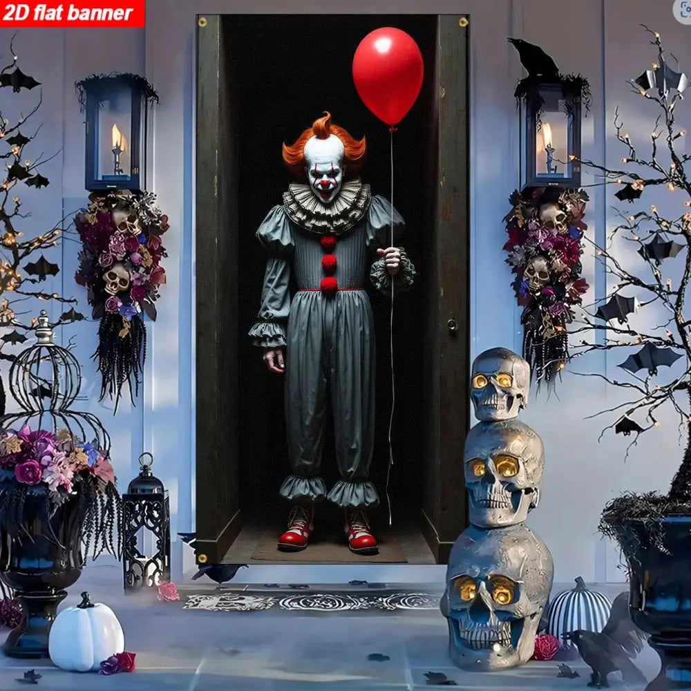 Horror Movie Themed Door Curtain Banner and Balloon Arch Decoration - Party Supplies